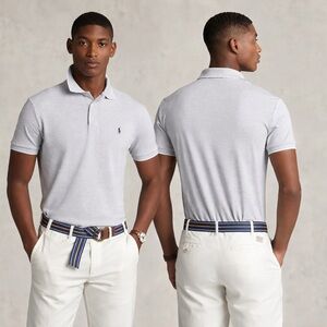 Polo Ralph Lauren Custom Slim Fit Birdseye Polo Gray Tipped Collar Large